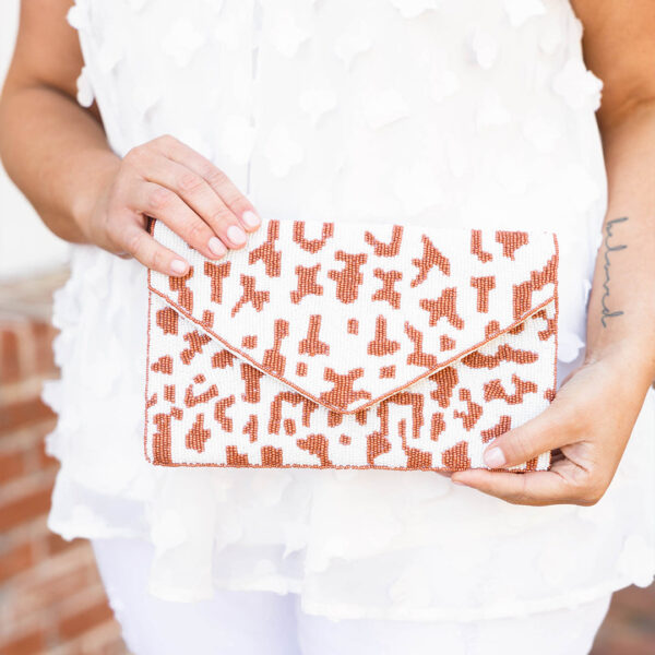 Wild And Fun Beaded Clutch, Tan - Image 5