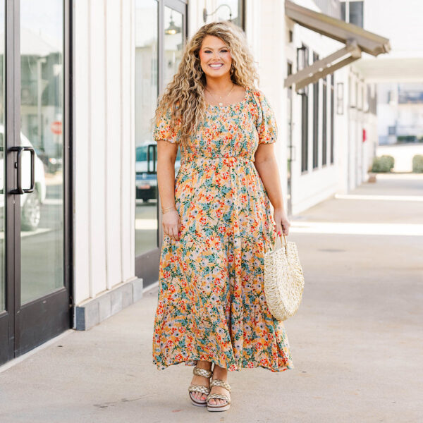 Flowers From The Garden Dress, Peach - Image 7