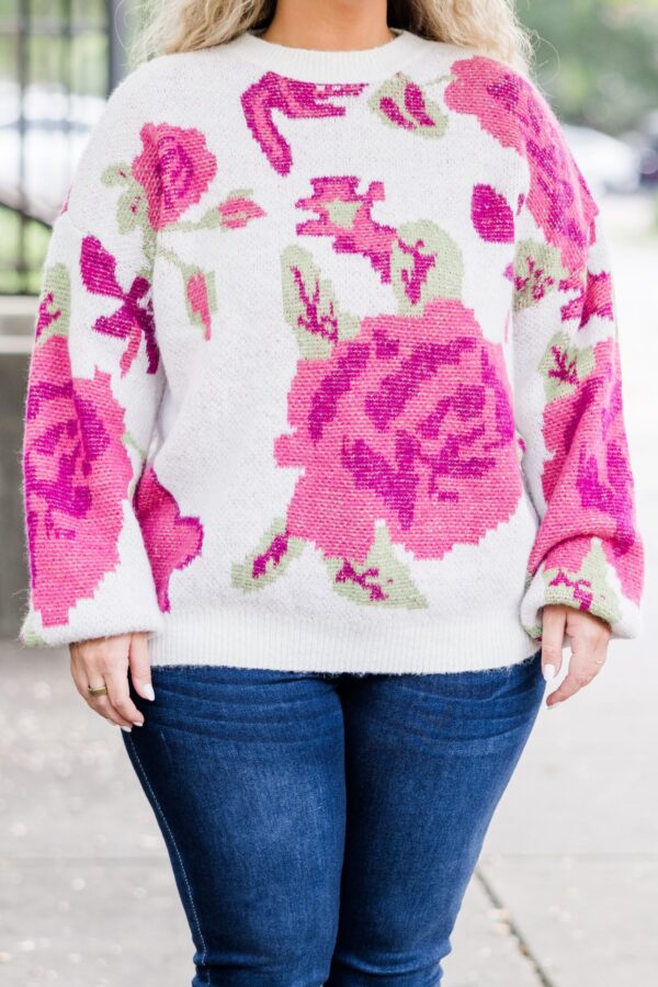 Cherry Blossoms Kisses Sweater, White - Image 4