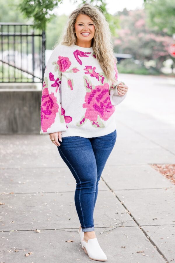 Cherry Blossoms Kisses Sweater, White - Image 3