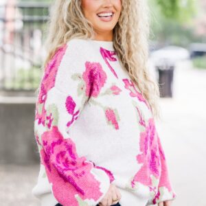 Cherry Blossoms Kisses Sweater, White