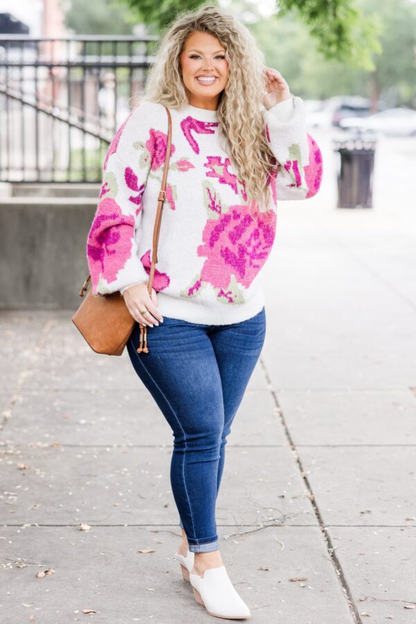 Cherry Blossoms Kisses Sweater, White - Image 2