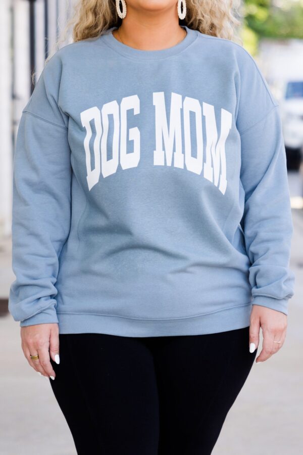 Dog Mom Pullover, Denim - Image 4