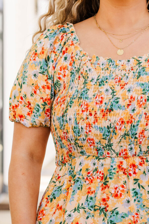 Flowers From The Garden Dress, Peach - Image 4