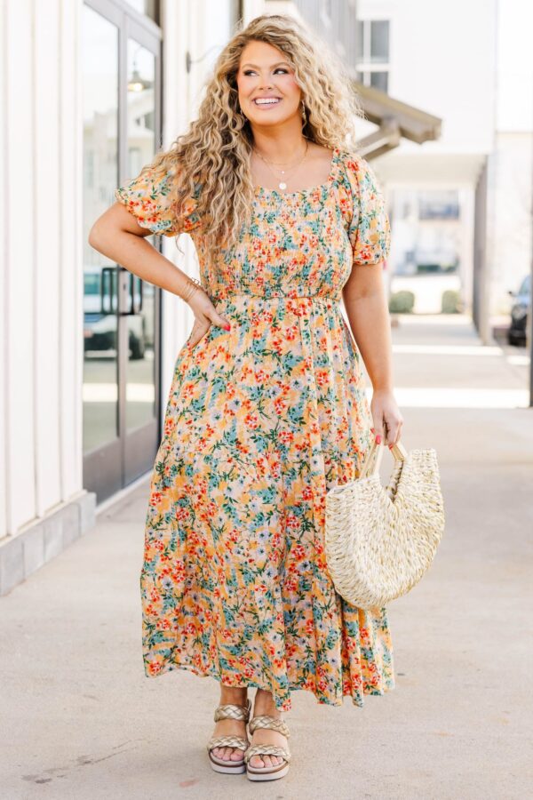 Flowers From The Garden Dress, Peach - Image 3