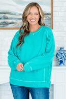 Happy To Be Here Pullover, Turquoise