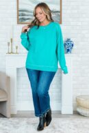 Happy To Be Here Pullover, Turquoise