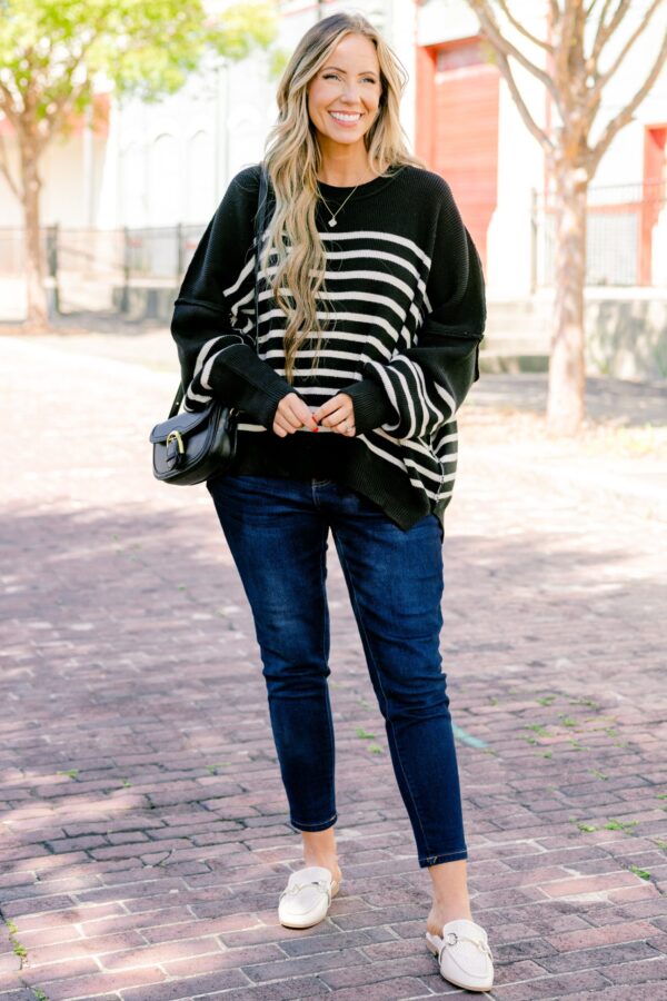 Magically Perfect Sweater, Black Stripe - Image 3