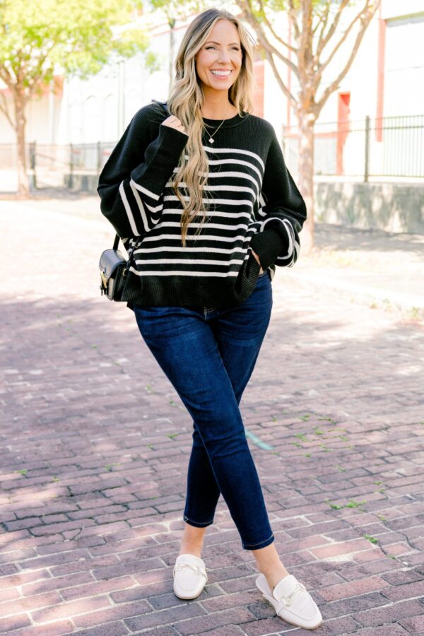 Magically Perfect Sweater, Black Stripe - Image 2