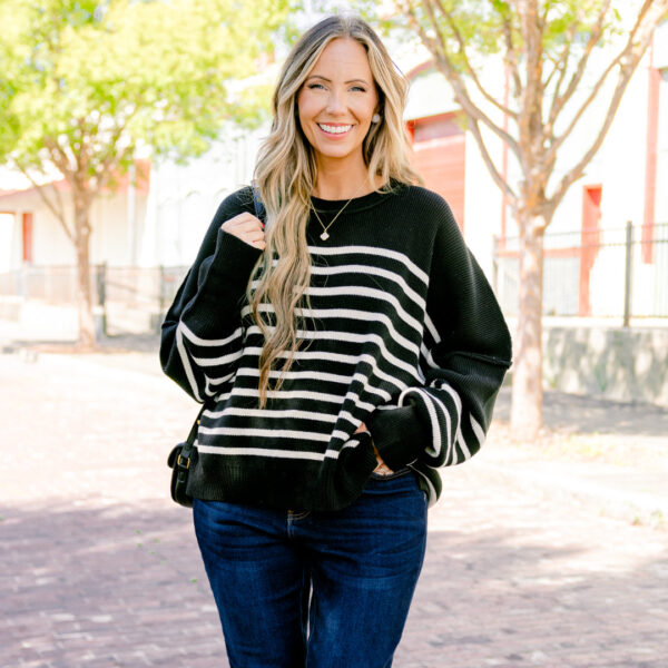 Magically Perfect Sweater, Black Stripe - Image 7