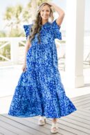 Mossy Meadows Maxi Dress, Cobalt