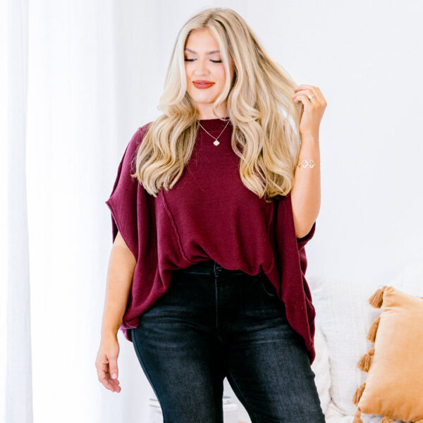 On My Way Over Sweater, Wine - Image 7