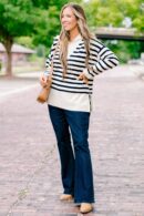 Sweet Stripes Sweater, Taupe