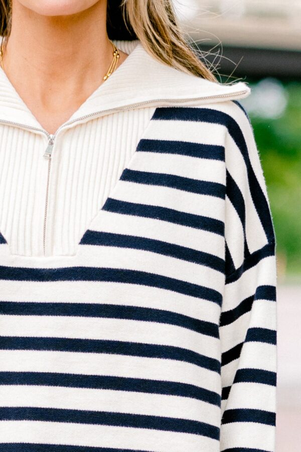 Sweet Stripes Sweater, Taupe - Image 4