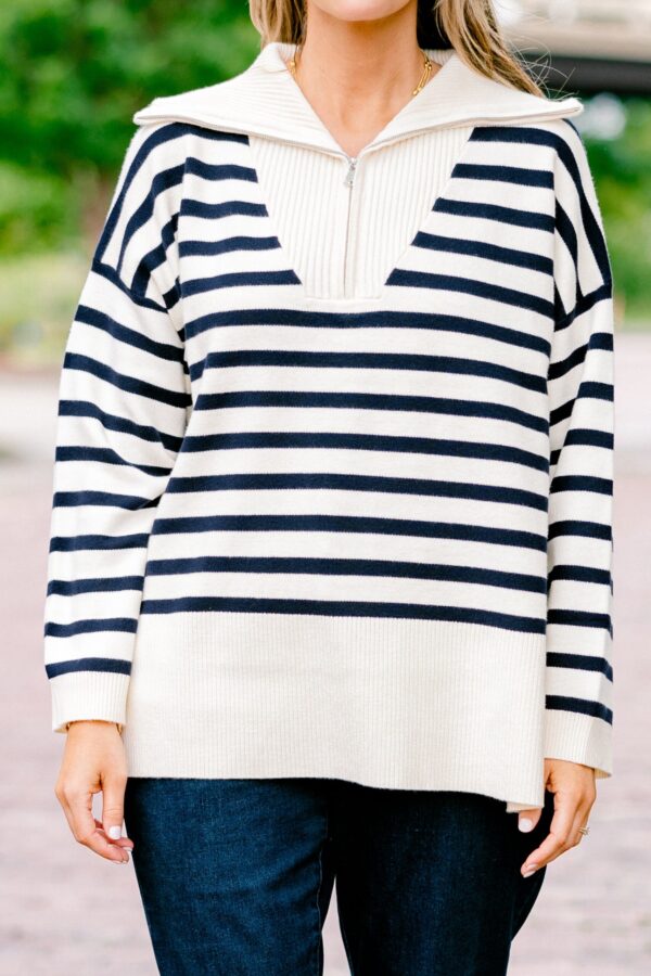 Sweet Stripes Sweater, Taupe - Image 5