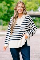 Sweet Stripes Sweater, Taupe