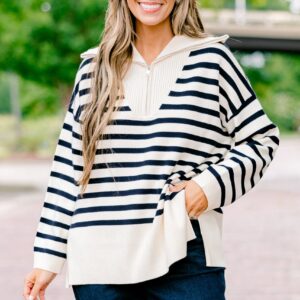 Sweet Stripes Sweater, Taupe