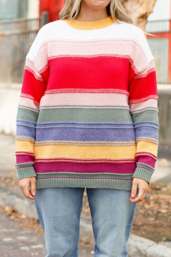 The Playful Sweater, Red Multi - Image 4