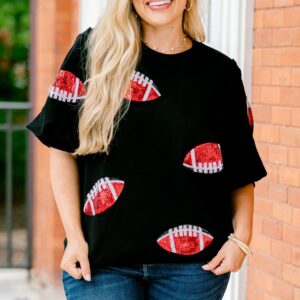 Touchdown Sparkle Top, Black