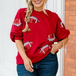 Touchdown Sparkle Top, Red