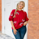 Touchdown Sparkle Top, Red
