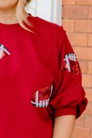 Touchdown Sparkle Top, Red