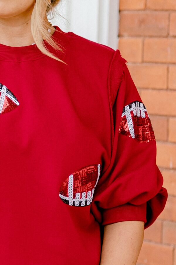 Touchdown Sparkle Top, Red - Image 4