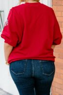 Touchdown Sparkle Top, Red