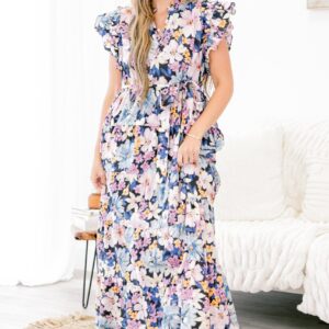 Venetian Garden Dress, Navy