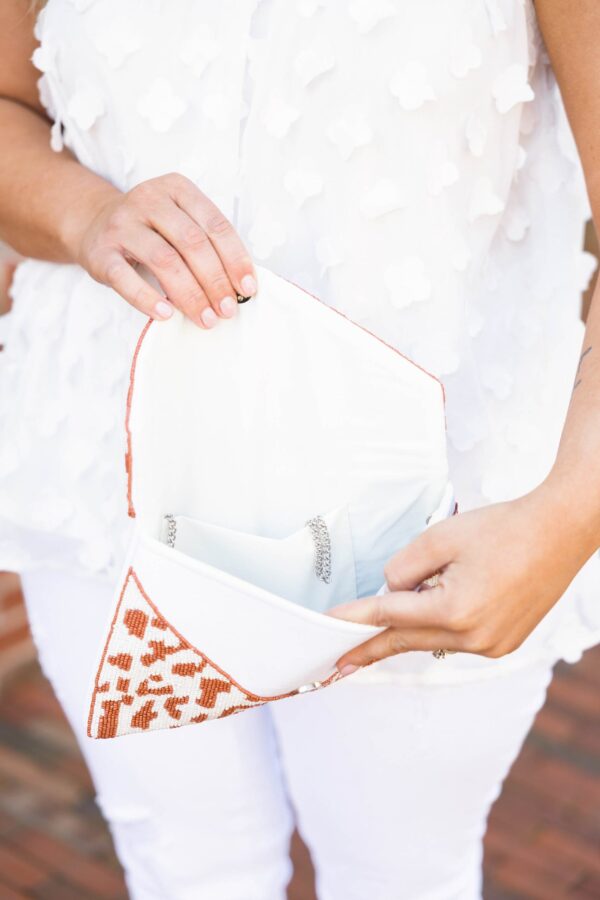 Wild And Fun Beaded Clutch, Tan - Image 4